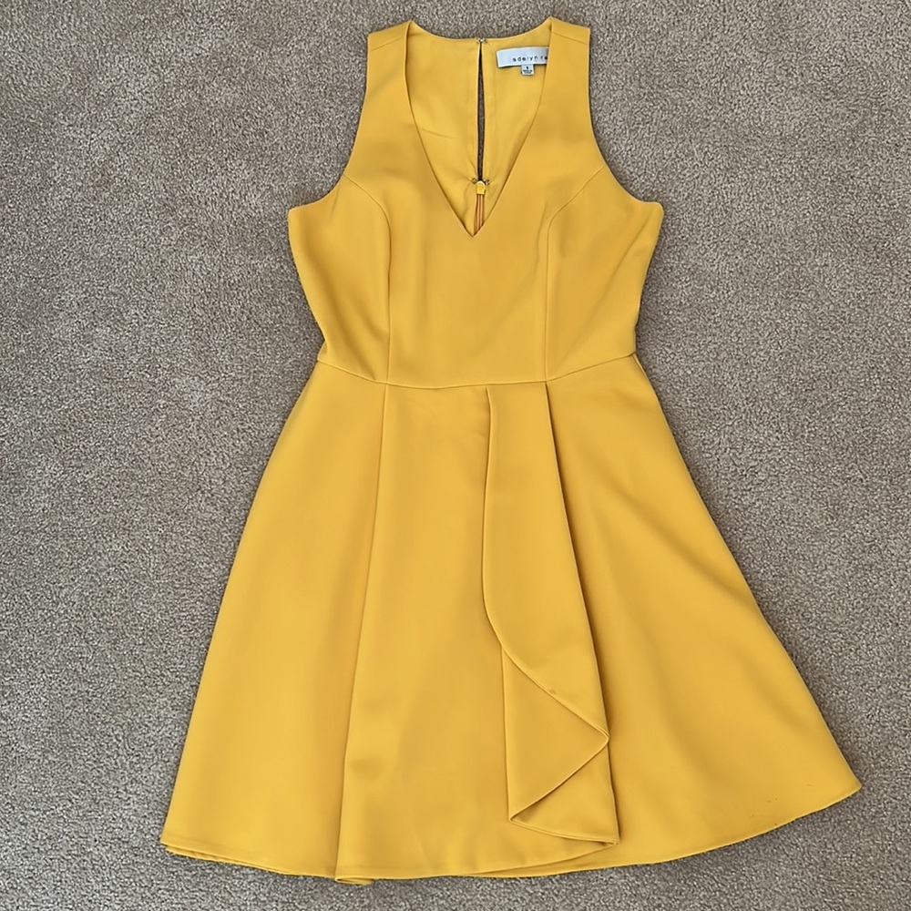 Adelyn Rae Mustard Yellow Fit and Flare Dress